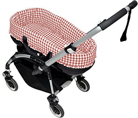 Nenel Gepolsterten Schutzhülle für kompatibel mit Babyschale Bugaboo Bee + Spannbettlaken. Geruit Baumwolle (Rot)