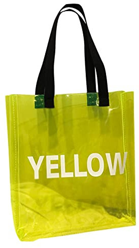 FIYSON Klare Holographic UmhäNgetasche Große Geleefarbe Transparente Tasche Taschen-Tasche Transparent Handtasche Strandtaschen Organizer Modische Schillernde Einkaufstasche Stabiler Griff (Gelb)