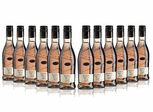 Canti - Merlot Veneto Rosato I.G.T., Vin Rosé Italien 11,5% Petite Bouteilles, Saveur de Prune Sèche avec un Goût Fruité et Équilibré, 12x200 ml