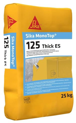 SIKA - Mortero monocomponente - SikaMonoTop-125 Thick ES - Gris - 25kg | Impermeabilización y protección de superficies - Para hormigón, mortero y mampostería - Uso versátil