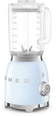 Smeg, BLF03PBEU, 1,5 l Standmixer, 4 -Geschwindigkeitsstufen, 4 Automikprogramme, Abnehmbare Doppelklinge, Deckelöffnung transparent mit Dosierkappe, rutschfest, 800W, Blau