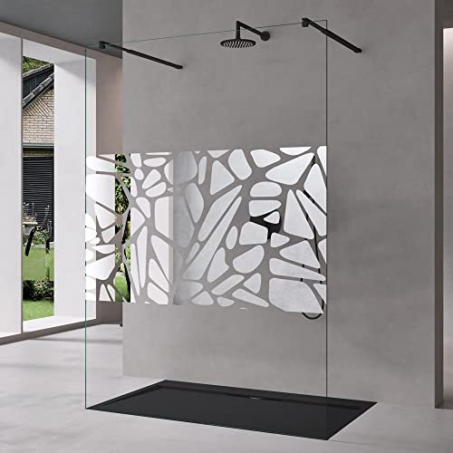 Mai & Mai Box Doccia Walk-In 160x200cm, Parete Doccia in Vetro in Ghiaccio 10mm Vetro di Sicurezza ESG con 2 Bracci Sostegni Telescopici MMBR3 Nero