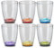 Peill+Putzler Germany 6er Set Trinkgläser mit buntem Boden, 340 ml Volumen, mehrfarbige Trinkbecher, Wassergläser in 6 Farben, Coctailgläser, spühlmaschinengeeignet & pflegeleicht