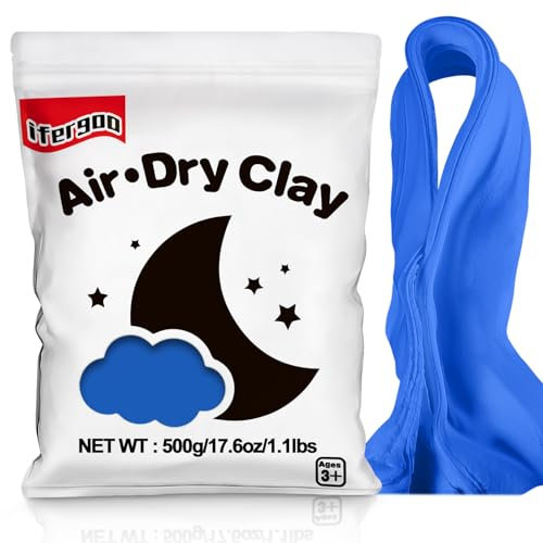 iFergoo Lufttrocknender Ton, ultraleichte Modelliermasse, magische Knete, kreative Modelliermasse, Kindergeschenke für Mädchen und Jungen, 500 g (blauer Ton)