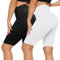 CAMPSNAIL 2er Pack Radlerhosen Damen Kurze Sporthose Sport Yoga Gym Biker Shorts Leggings Knielang High Waist Sommer Elastisch Blickdicht Schwarz & Weiß,S-M