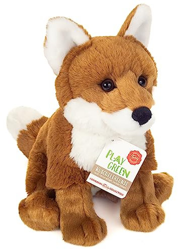 Teddy Hermann 90331 Fuchs sitzend 20 cm, Green Friends Kuscheltier, nachhaltiges Plüschtier mit recyceltem Polyester