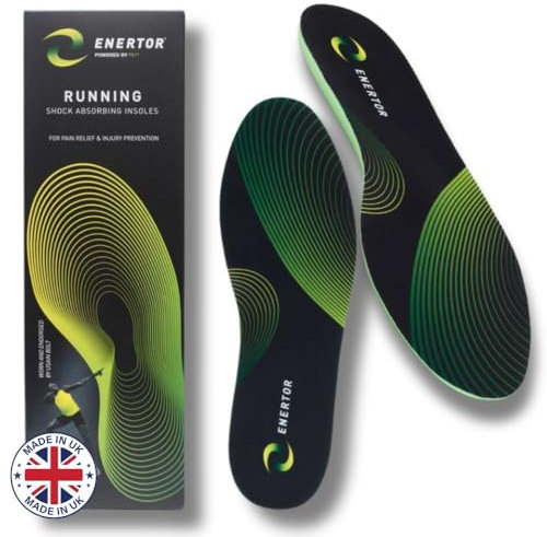 Enertor Ultimate Running Insoles with PX1 Shock-Absorbing Technology. Relief for: Plantar Fasciitis, shin splints, Achilles tendonitis, Runners Knee, Foot & Heel Pain