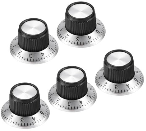 QUARKZMAN 5 Stück Potentiometer Knöpfe 24x14mm, Aluminiumlegierung Gitarrenknöpfe 6mm Drehknopf mit Madenschraube für Gitarre Bass, Schwarz