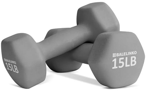 Balelinko Fitnessgeräte für Zuhause, Krafttraining, Gewichtsverlust, Pilates, Gewichte, Yoga-Sets, Gewichte für Frauen, Männer, Senioren und Jugendliche, 6,8 kg, Grau, Paar