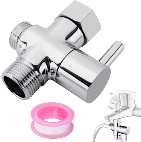 G1/2 Home Shower Diverter Valve,Solid Brass Universal 3-Way Diverter Valve Replaceable Shower Diverter for Shower Heads and Hose(Silver)