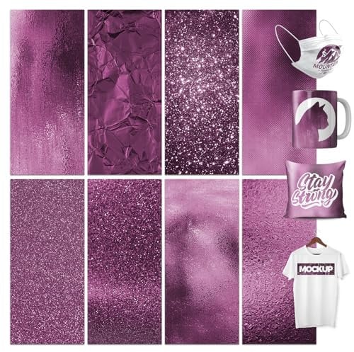 LUCKIGUCK Infusible Transfer Ink Sheets 8 Stück/Set, Glitter Vorgedrucktes gefärbtes Sublimationspapier 30.5x30.5CM Eisen auf T-Shirt und Tasse