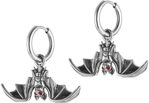 HZMAN Bat Earring for Men Women Stainless Steel Gothic Punk Vampire Bat Dangle Drop Earring Halloween Earring Jewelry Gift