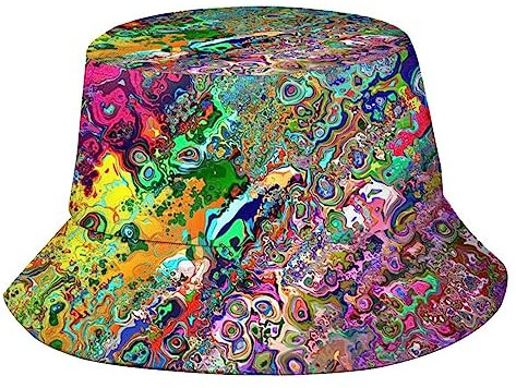 GeRRiT Psychedelischer Trippy-Hut, lustig, Strand-Anglerhut, Sonne, breite Krempe, für Damen, Herren und Jugendliche, Farbe: 7, One size