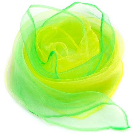 Whakano 10 Stück Square Jongliertücher Seidentücher Chiffontücher 60cm,Zweifarbiger Performance Tanztücher,Gymnastiktücher Jonglier Tücher Schal für Jonglieren,Tanzen,Sensorisches,Tanztücher,Gelbgrün