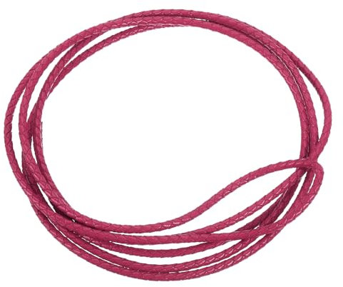 sourcing map Cordón de cuero, 2.2 yardas, 4 mm de diámetro, tira trenzada para bolso, cordón de zapatos, manualidades, pulseras, fucsia