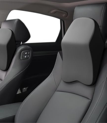 jutyum Auto Nackenkissen Kopfstütze, Memory Foam Kopfstütze Auto, Komfortabel und Atmungsaktiv Auto Kissen, Abnehmbarer Abdeckung (Schwarzes Grau)
