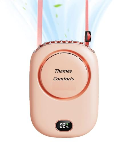ThamesComforts Portable Neck Fan, Handheld Mini Fan Small Personal Fan, Hand Held Fan USB Rechargeable Eyelash Fan for Kids Girls Boys Woman Man Home Outdoor Travel (Pink)