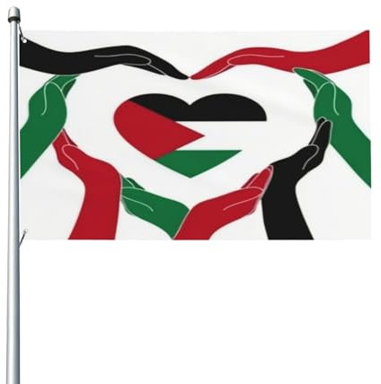 Palästina Flagge Herz Hände Robuste Fahnen Witterungsbeständiges Flagge Wetterfeste Gartenflaggen 90X150Cm