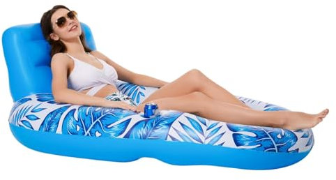 Inflatable Floating Row - Garden Float, Pool Chair Float | Inflatable Pool Float Lounge Chair, Multifunctional Comfortable Relaxing Pool Float, Recliner Floating Chair with Cup Holder for Beach