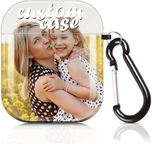 Personalisierte AirPod Hülle mit Foto, Benutzerdefinierte Hülle kompatibel mit AirPod 2/1 Hülle, Design Ihr Bild Text Name AirPod 2 Hülle, Personalisierte Geschenk
