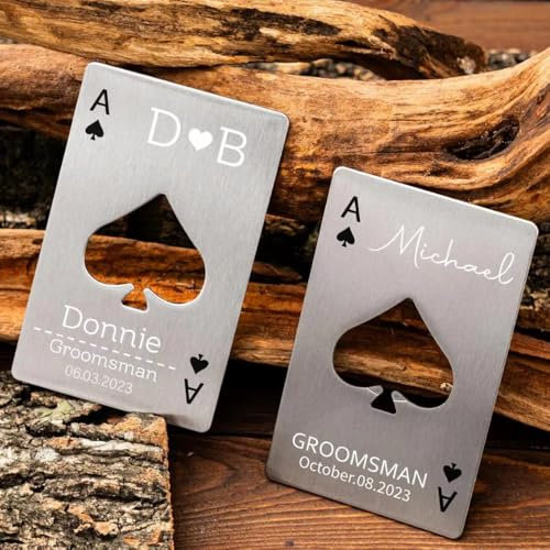 Zhongzhi Personalized Ace Of Spades Bottle Opener Custom Engraving Portable Opener Wedding Favors BestMan Groom Gift Groomsman Gift (Stainless steel color,30pcs)