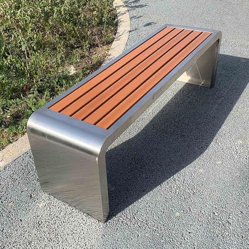 Holzbank Outdoor ohne Lehne Edelstahl Schön Leicht zu Reinigen Gartenbank Wetterfest Keine Installation Erforderlich Sitzbank Outdoor Balkon Terrasse Garten(Brown,120 * 40 * 45cm)