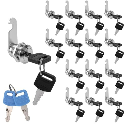 HEIYUET 15 Cerraduras de Armario 20mm con Llave Maestra - Cerradura de Metal para Buzón, Taquilla, Puertas de Armarios - Aleación de Zinc - Incluye 15 Llaves