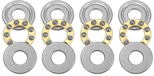 Wjelet 4 Stück Axiallager F8-22M Miniatur Schubkraft Kugellager, 8mm x 22mm x 7mm Dick Chrom Stahl mit Unterlegscheiben für Maschinenbau,Förderanlagen,Industrieanwendungen