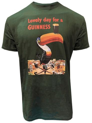 Guinness Lovely Day for a Toucan T-Shirt – Bottle Green Tee (UK, Alpha, L, Regular, Regular, Bottle Green)