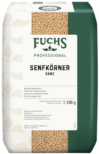 Fuchs Professional - Semi di senape, interi | Per affettare marinate, zuppe e salse | Qualità professionale per consumatori sfusi | 1,1 kg in sacchetto riciclabile