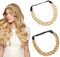 BSITSSS 2 Stück Damen Haarband, 3 Stränge Synthetisches Geflochtenes Haarreif, Helle Blond & Goldblond Stirnband Haarband Verstellbarer für Damen Mädchen Hochzeit Geburtstagsparty