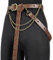 HiiFeuer Mittelalterlicher DIY-Kunstleder-Metallkettengürtel, Vintage Verstellbarer dünner Gürtel für Frauen, Retro Skinny Gürtel für Kleider (Braun B)