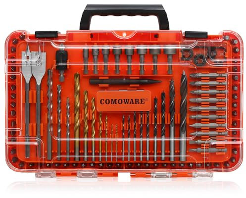 Bohrer Set Holz, COMOWARE 104 tlg. Bohrersets Professional Wood Drill Bits Set HSS Spiralbohrer, Schlagbohrer-Bits, Steinbohrer, Flachbohrer, Steckschlüssel Bohrmaschine Zubehör