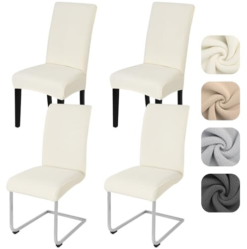 Alishomtll Stuhlhussen 4er Set Stretch Lammwollimitat Stuhlbezug für Schwingstühle Universal Esszimmerstühle Bezug Waschbar Abnehmbar Stühle Schutz für Bankett Hochzeit Hotel Restaurant (Beige 4pcs)