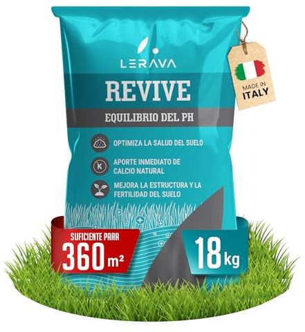 LERAVA Revive (18 kg) - Rasenkalk für dichten grünen Rasen - Bodenverbesserer zur pH Wert Regulierung - Moosverdränger für Garten und Sportrasen - Ideal für Frühjahr und Herbst