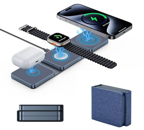 Wireless Charger, YimTinly Magnetic 3 in 1 Wireless Charging Station, Compatible with iPhone 16 Pro/16/15/15 Pro/14/13/12/11/XS, Cordless Fast Charger for AirPods, iWatch, Samsung Galaxy