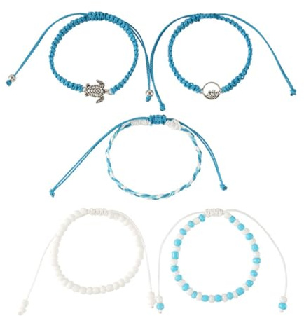 Bracelet de Cheville et Perles de Plage Tortue 5 Pièces en Alliage | Bijou Minimaliste Style Mode Bohème, pour Femmes et Filles, Porté au Quotidien