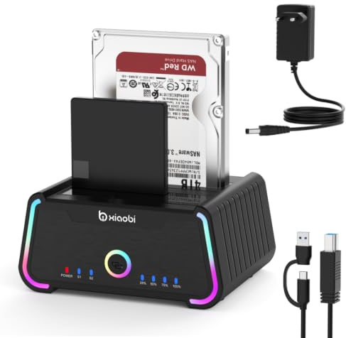 Hard Drive Docking Station , USB C Dual Bay Dock for 2.5/3.5 SATA HDD SSD | Hard Drive Reader Up to 5Gbps, Support UASP Offline Clone Function