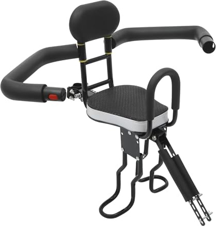 HongKKon Siège enfant de vélo, siège bébé amovible, siège enfant, dossier, soutien et pédales de pied, charge 80 kg, siège avant pour enfants de 1 à 5 ans