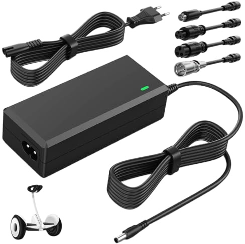 Idota Caricabatterie da 42 V, 2 A, per e-bike e scooter elettrico, 36 V, con 6 adattatori e indicatore LED, caricabatterie rapido universale per bicicletta elettrica, hoverboard, scooter