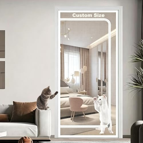 Puerta de Malla para Gatos, Evita la Fuga de Mascotas, mosquitera Reforzada | cortinas para mantener los insectos fuera, cortina para sala de estar, cocina, patio