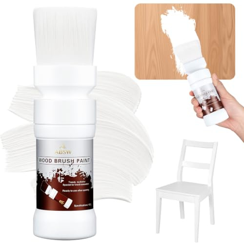 ANOMM Wood Touch Up Paint, Multi-Surface Wood Paint for Refinishing, White | All-in-One Water-Based Furniture Repair | with High-Density Bristles | No Sanding | Fast Drying | for Cabinets and Doors