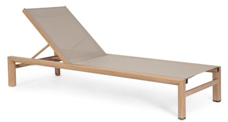 KONTE.DESIGN Tumbona de jardín Skipper New con ruedas, estructura de aluminio efecto madera y textileno