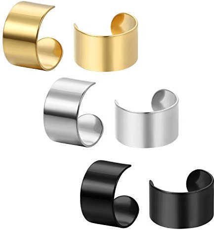 OIDEA Orecchini per Uomo Donna Orecchini Clip on in Acciaio Inox Orecchini a Cerchi Non Piercing Nero Oro Argento(3 Coppie)