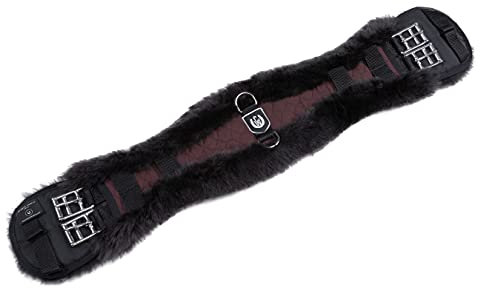 CHRIST Lammfell-Sattelgurt KONTURGURT von Werner Horse – anatomischer Dressurgurt, Lammfellgurt (Kurzgurt) aus echtem Fell, in Natur, braun & anthrazit, Lange 85 cm in Braun-Braun