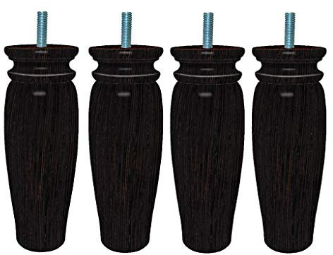 MARGOT 3700527864044 Royal Rustique Lot de 4 Pieds de lit Bois Wengé Hauteur 15 cm