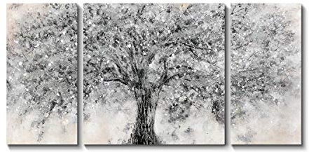 TAR TAR STUDIO Leinwandbild, abstrakter Baum, silbergrauer Ahornblüte, Kunstdruck, Bild auf Leinwand, für Wohnzimmer, insgesamt 122 x 61 cm, verschiedene Größen/Farben