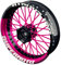OneWheel Felgenaufkleber Motorrad passend für alle 17 Zoll Supermoto Felgen - Vorder- und Hinterrad beidseitig inkl. Farbiger Spokes - V10 - Felgenrandaufkleber (pink)