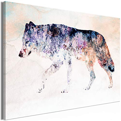 decomonkey Bilder Tiere Abstrakt 120x80 cm 1 Teilig Leinwandbilder Bild auf Leinwand Vlies Wandbild Kunstdruck Wanddeko Wand Wohnzimmer Wanddekoration Deko Wolf Street Art bunt
