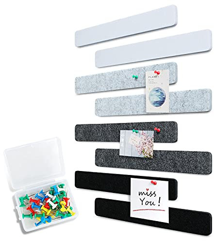 Uoisaiko 8 Bandes de Tableau en Liège 33x5 cm, Panneau Mural en Feutre Adhésif avec 40 Punaise, pour Photos et Notes à la Maison, au Bureau